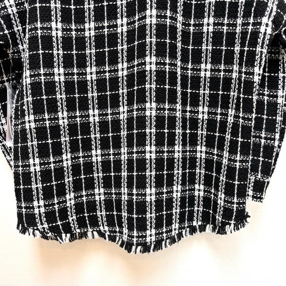 Aqua Plaid Shacket Shirt Jacket Tweed Black White XS ASO Selena Gomez NEW - Picture 10 of 15